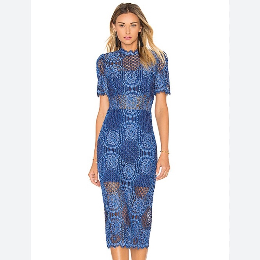 Alexis black/blue see-through fitted dress